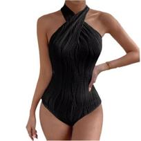 2024 Europe and The United States Cross-border Water Ripple Neck One-piece Tights Elegant Sleeveless Spring and Summer 2XL oranžinė