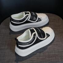 CRLAYDK Women Hook & Loop PU Leather Slip On Shoes Casual Platform Sneakers Walking Comfortable Flats for Students Loafers 35