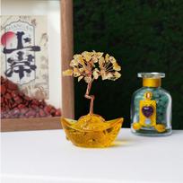 1 vnt. Natūralaus kristalo citrino laimės medis stikliniu pagrindu, rankomis pintas laimingas medis, namų, biuro stalo dekoracija, šventinė dovana 1pc citrina