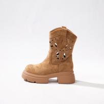 2024 summer new retro western cowboy small short boots hollow breathable heightening women's boots 35 ruda