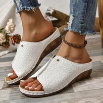 Sandalia con cuña dorada en piel PU con estampado cocodrilo y plataforma. Zapato antideslizante talla 43 36 balta