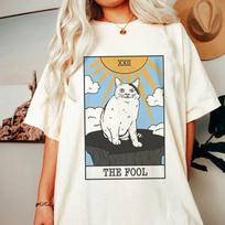 Fashion Spring And Summer T-shirt WoUnisex Fashion WoUnisex Short Sleeved Shirt WoUnisex Tarot Printed Cute Casual Rule Pattern T-s L