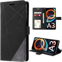 Coque pour Xiaomi Redmi A3 - E.F.Connection - Noir - Protection Antichoc - Simili Cuir - Support intégré