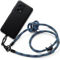 Coque Pour Xiaomi Redmi Note 12 Pro Plus 5G - Protection Souple - Cordon Détachable Bleu - Silicone Noir