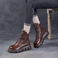 Žiemos nauji šilti grynos vilnos Martin batai, minkštos odos, retro stiliaus, storapadžiai, vandeniui atsparūs, stilingi, universalūs, dideli medvilniniai trumpi batai 35 ruda