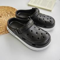 Summer Hundred Men and Women Couple Cave Shoes Outside Wear Flat Bottom Non-slip Slippers Fashion Thick Bottom Sandals 36-37 juoda