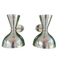 Mid Century Chrome Silver Wall Sconce Italian Double Vanity Wall Lamp