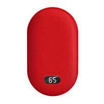 10000mAh Portable 2 in 1 Hand Warmer Power Bank Winter Double Sided Fast Heating Digital Display Warm Hands Treasure raudona