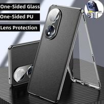 Magnetinis dėklas Huawei P30/ P40/ P70 Pro visapusiškai apsaugai, hibridinis odinis korpusas su metaliniu buferiu ir apsaugotas nuo įbrėžimų grūdintas stiklas Huawei P40 Pro