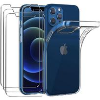 Case For iPhone 13 mini Transparent Silicone + 2 Tempered Glass Screen Protectors skaidri