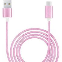 Type C Cable for Samsung Galaxy A52 5G Braided Nylon 1.3 Meter Fast Charge-Sync-Data Transfer - PINK rožinė