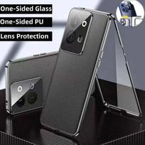 Magnetic Case for Xiaomi Redmi K70/K70e/K80/K80 Pro/Turbo3/Turbo4 Leather Shell with Metal Bumper & Anti-Scratch Tempered Glass Redmi K70E juoda