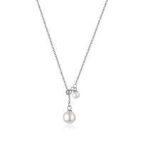 Opk Jewelry Light Luxury Fashion Design Pearl Titanium Steel Collarbone Necklace Simple Temperament Small Light Bulb Neck Chain Women