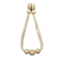 Pora naujų medinių karoliukų užuolaidų magnetinių sagčių dirželių medvilninių virvių marlės užuolaidoms su magnetiniu įsisavinimu 1PC beige