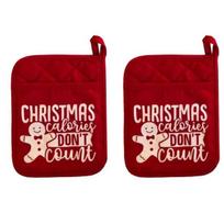1 Pair Oven Mittens Christmas Style Thickened Ant-scalding Heat Insulated Hanging C