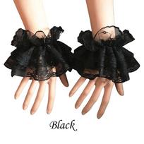Moteriškas kremas nuo saulės raukiniai riešo rankogaliai be pirštų pirštinės Nėriniai Cosplay gotikos Helovinas Lolita juoda