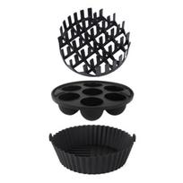 Air Fryer Liner Silicone Baking Tray Set Bacon Hot Dog Rack 7 Cavity Cake Mold Dishwasher Safe Cooking Kit for Cooking Enthusiasts juoda