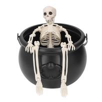 Raganos katilas su skeletu ir LED rūko generatoriumi, šiurpi atmosfera, vidaus ir lauko šventinis dekoras EU Plug black