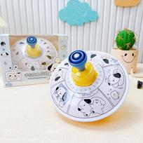 Iron Sheet Rotating Hand Pulling Pressure Gyro Pressing Small Toy Children Large Rotating Music Nostalgic Metal Parent-Child Entertainment gray