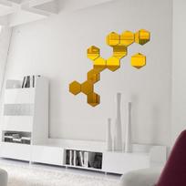 3D Šešiakampiai Akriliniai Veidrodiniai Sienų Lipdukai Svetainei, Prieškambariui ar Laiptinei - Lipnus Dekoravimas Small 70*80*40mm juoda