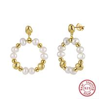 ORSA JEWELS White Pearl Earrings Women Elegant Fashion Ear Accessories 14K Gold Plated Pearl Hoop Earring Wedding Jewelry GPE77