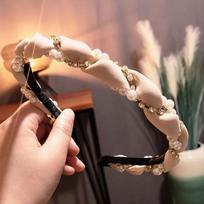 PROLY New Fashion Women Hairband Fresh Rhinestone Pearls Headband Classic Braided Headwear Adult Hair Accessories