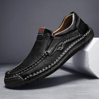 Foreign trade large size hand-stitched casual shoes one pedal men's shoes single shoes men's leather shoes 38