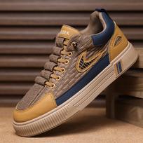 Men's shoes autumn one-pedal versatile casual Forrest Gump board shoes leather surface waterproof men's sports thick sole heightening dad shoes 39