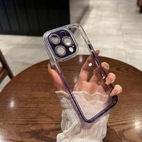 Apple 15 Glitter Lens Film, Transparent Phone Case, IPhone14 Gradient Anti-drop Soft-edge 13proMax Protective Case iPhone15