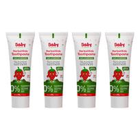Babyorgano Herbal Toothpaste For Kids L 100% Ayurvedic L Non Gel Formula L Goodness Of Babool & Sls Free L 50Gm (Pack Of 4),Cavity Protection