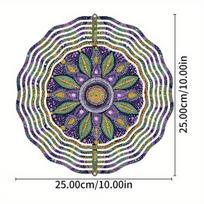 Bohemian Style Metal Wind Spinner Vibrant Mandala Design Green Leaves Yellow Centers No Electricity Easy Hang Outdoor Garden Indoor Decor Christmas 01A