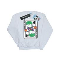 DC Comics Mens Chibi Joker Playing Card Sweatshirt L balta