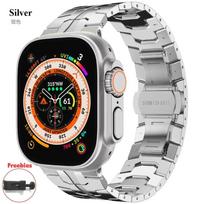 Titanium Color Stainless Steel Strap For Apple Watch Ultra 49mm 10 9 8 7 6 5 4 SE Luxury Metal Wristband Belt iWatch 46/42/45/41/44/40mm Correa S10-42mm 38/40/41mm sidabras