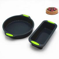2pcs Food Grade  Fryer Silicone Baking Tray High Temperature Resistant Silicone Thick Baking Tray Cake Pizza Non-stick Baking Tray One Size