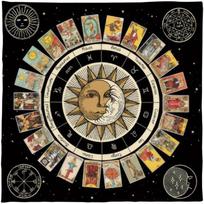 Kvadratinis flanelinis tarot altoriaus audinys Stalo žaidimų kilimėlis Astrologinių orakulų kilimėlis Stalo uždangalas Kortų kilimėlis Būrimų staltiesė A 75x75cm