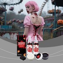5pcs Halloween Fake Blood Makeup Set, Cosplay Special Effects Makeup, Blood Blood Set,30ml*2++10g+15g, One Size balta