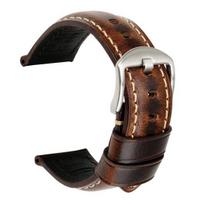 20/22/24 mm vintažinis reguliuojamas natūralios odos laikrodžio apyrankės riešo keitimas 22mm Silver Buckle kava