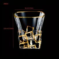 Luxury Whiskey Glass With Golden Line Luxurious Crystal Glasses Painted Brilliant Multi-purpose Wine Cup Beer Cocktail Tumbler 250-350ml gray