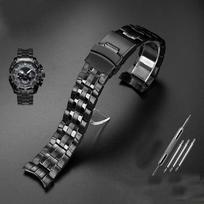Casio EF-550 nerūdijančio plieno laikrodžio apyrankė 22mm sidabrinė apyrankė su drugelio užsegimu Metalinis dirželis Vyriško laikrodžio grandinėlė 22mm juoda