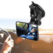 Reguliuojamas automobilio salono kūdikio galinio vaizdo veidrodėlis Vaikų monitoriaus stiklas saugos kėdutei su siurbtuku black