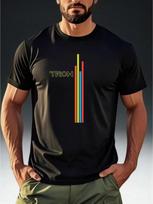 Men'S Retro Arcade Style 'TRON Color Light Stripes' Short-Sleeve T-Shirt XL black