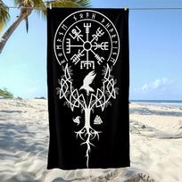 Viking Mystical Symbol Norse Rune Feather Towel, Ultra Soft Quick Dry for Beach Travel Yoga Pool W40*H60(CM) white