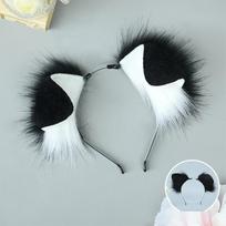Halloween Dog Ear Tail Set  Cosplay Accessories Costume Plush Realistic Animal Ears Tail For Anime Party Cute Pet Role Play black
