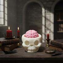Squeezable Brain & Skull Replica, Soft Realistic Psychology Model with Expressive Eyes, Halloween Neuroscience Gift šviesiai pilka spalva