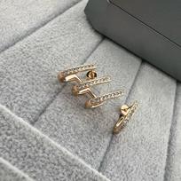 Meika Home Asymmetric Full Diamond Tiger Claw Earrings rožinio aukso spalvos