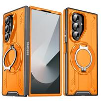 case for Samsung Z FOLD 7 Lens anti fall protective cover With Holder Kickstand Shock Proof tough shell Anti-Fingerprint plain Galaxy Z Fold7 oranžinė