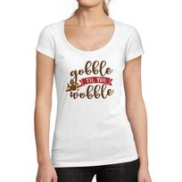 ULTRABASIC - Femme Graphique Gobble Til You Wobble T-shirt Action de Graces Xmas Cadeau Idees Tee S balta