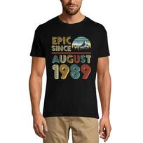 ULTRABASIC Men's T-Shirt Epic Since August 1989 - Vintage 32nd Birthday Gift Tee Shirt XS juoda