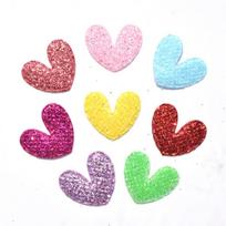 50Pcs 18*22mm Mixed Sweet Glitter Heart Sewing on Felt Fabric Patch Cloth Appliques/Craft Wedding Decor įvairiaspalvis
