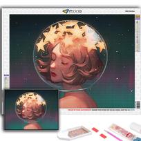 5D DIY Diamond Painting Cartoon Girl Avatar Cross Stitch Diamond Art Embroidery  Mosaic Home Deco Full Square 20X30CM gray